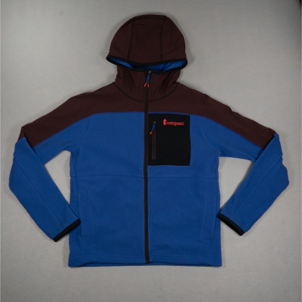 Cotopaxi Teca Fleece Full-Zip Hoodie Mens Small Blue Maroon Colorblock Jacket